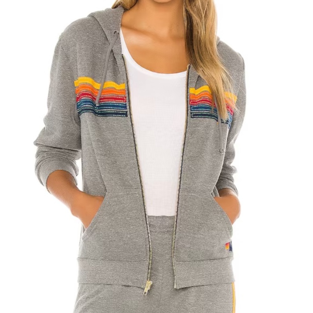 AVIATOR NATION 5 Stripe Zip Hoodie